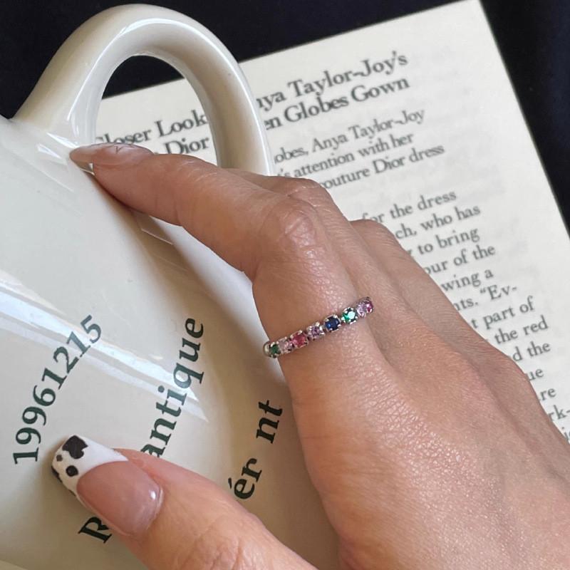 Модное регулируемое медное кольцо-сердце с разноцветными радужными бриллиантами для женщин