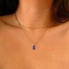 December Birthstone Double Stacked Necklace Women'S Rectangular Pendant December Birthstone 18K Real Gold Plating