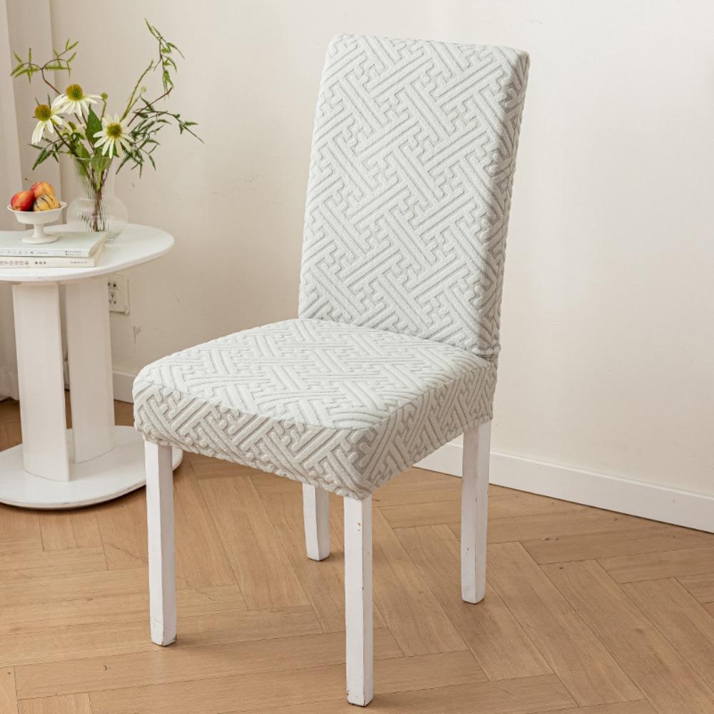 High-elastic Dining Chair Cover Jacquard Backrest Protector Stool Slipcover  for Home Decoration