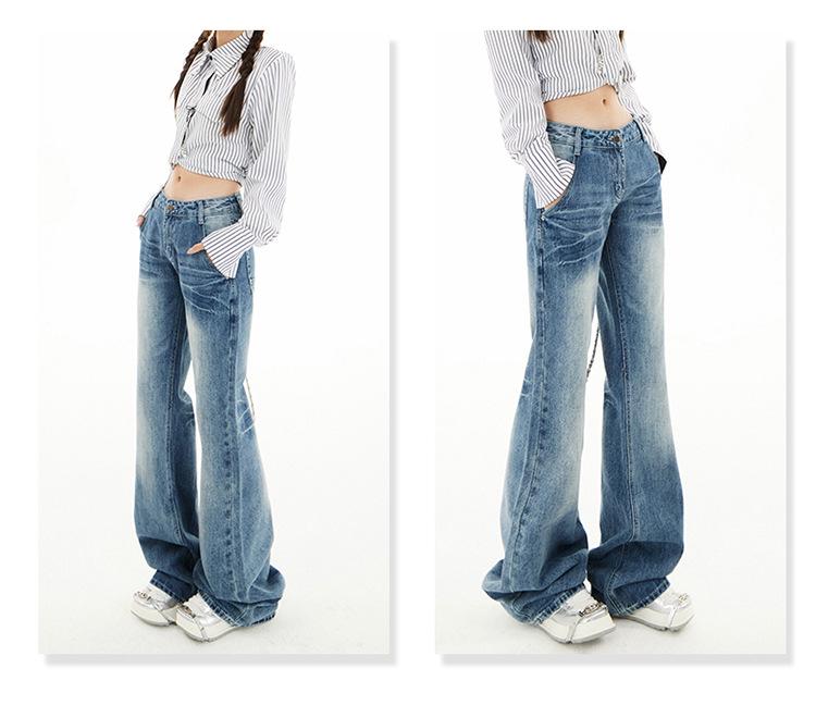 Women's Light Micro-Flare Jeans 2025 Spring/Autumn - Petite Low-Waist, Narrow Straight-Leg, Relaxed Fit