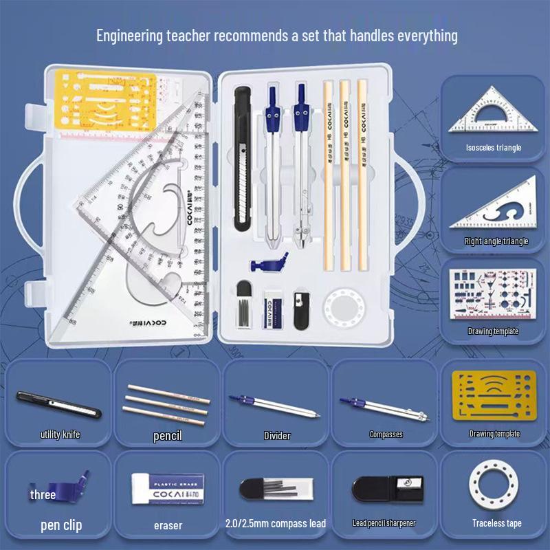 Koga Drawing Tool Kit for Architecture & Engineering Students - Compass and Drawing Tools Plastic Box