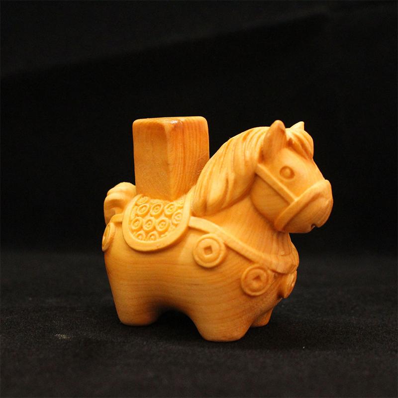 Mini Wood Carving Horse Figurine Lucky Wealth Horse Sculpture Cute Animal Ornament Feng Shui Home Office Decor New Year Gift