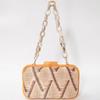 Modische Holzclip-Kupplungstasche für Damen Acrylketten Damen-Schultertaschen Geometrische Muster Handtaschen Sommer Strandparty-Portemonnaies