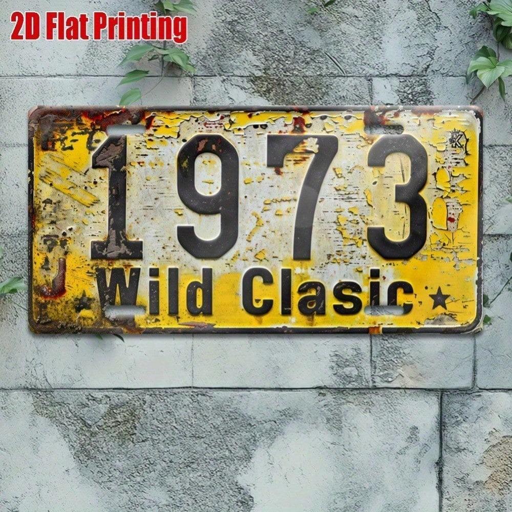 Vintage 1973 Classic Metal License Plate Wall Art 11.8x5.9 Inches Rustic Aluminum Sign for Garage Man Cave Retro Outdoor Decor
