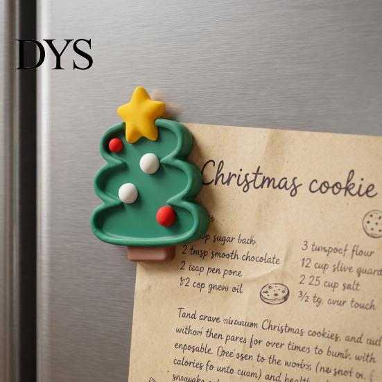 Kitchen Decor Magnet Christmas Tree Refrigerator Magnet, 3D Printed Fridge Magnetic Note Holders Holiday Accessory for Cabinets Whiteboards Decorative