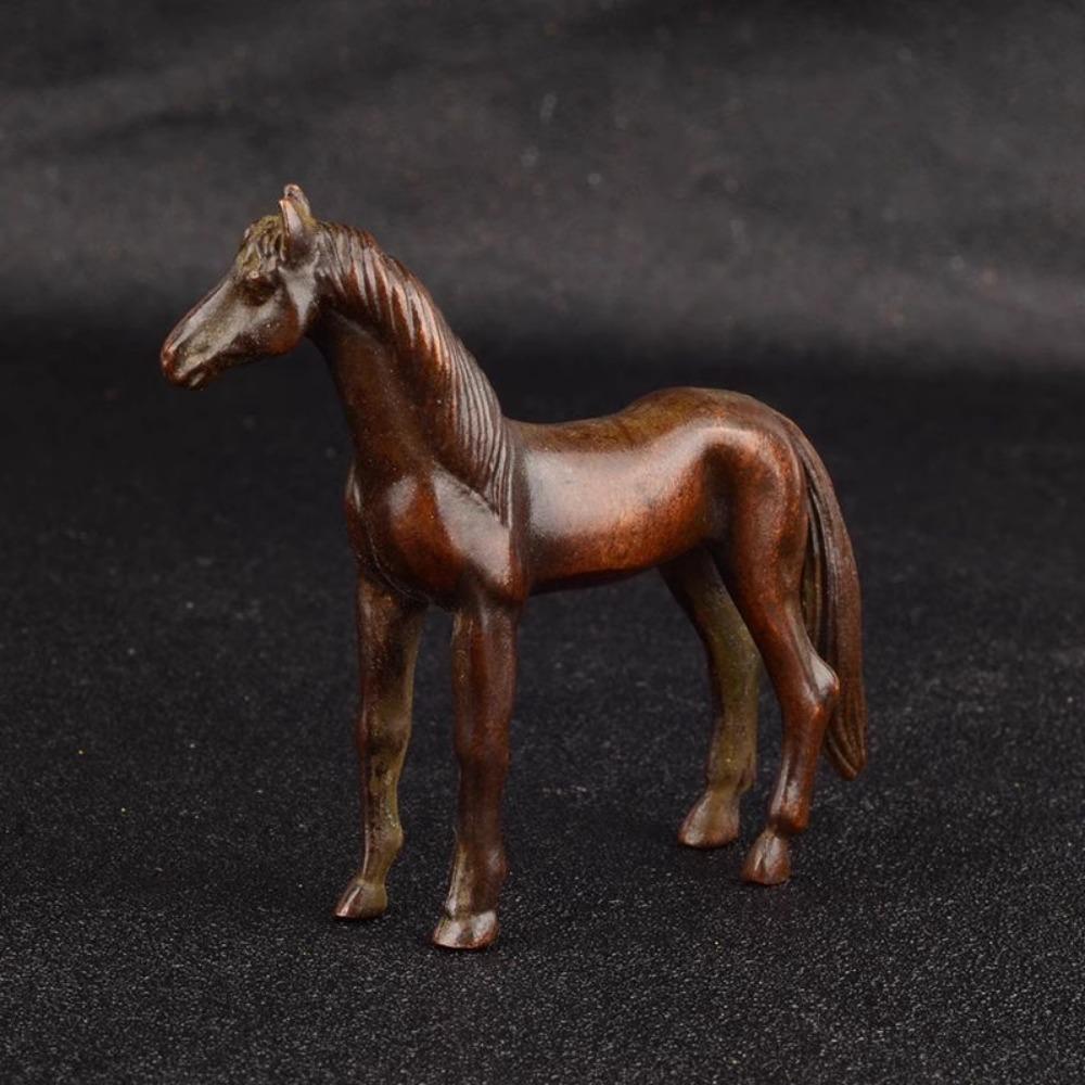 Antyczne metalowe figurki koni z długim ogonem, miniatury, ozdoby Feng Shui, miniaturowe zwierzęta zodiaku, dekoracja stołu