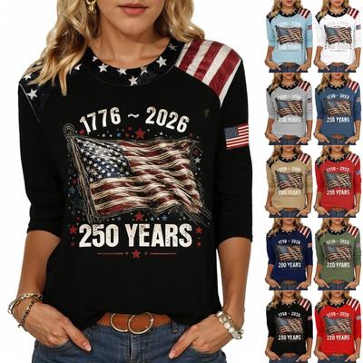 Women's Fashion Casual Independence Day Print Top