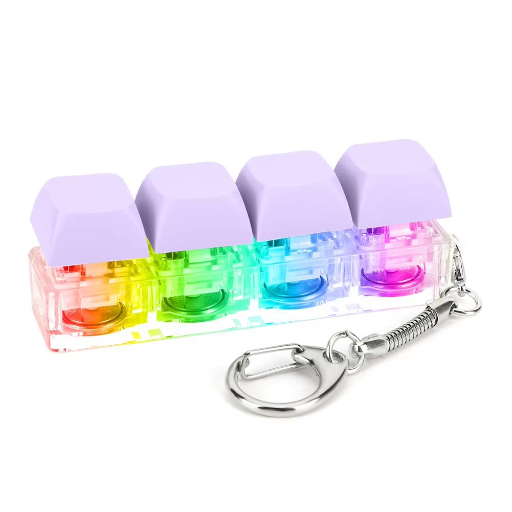 4 Keys Button Keycap Fidget Keychain Keyboard Key Toy Keyboard Clicker Toy Keyboard Cube Toy for Adult Gifts To Relief Pass Time