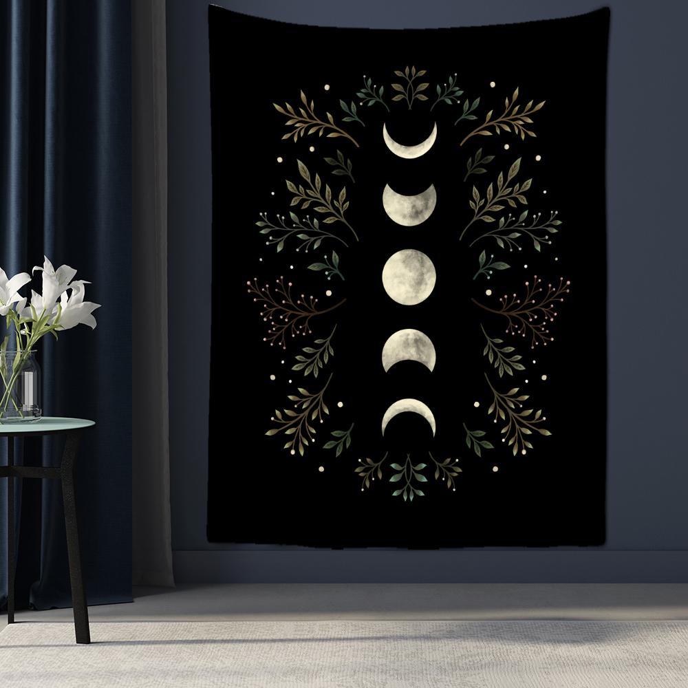 Plant Moon Phases Tapestry Ornament Wall Hanging Yoga Mat Bed Cover Beach Mat Gift Bedroom Room Aesthetic Decoration Home Decor