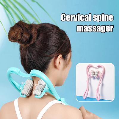 Zervikales Nackenmassagegerät, manuelle Nackenklemme, multifunktionales Knetroller-Massagegerät mit 6 Kugeln für Schulter- und Nackenentspannung