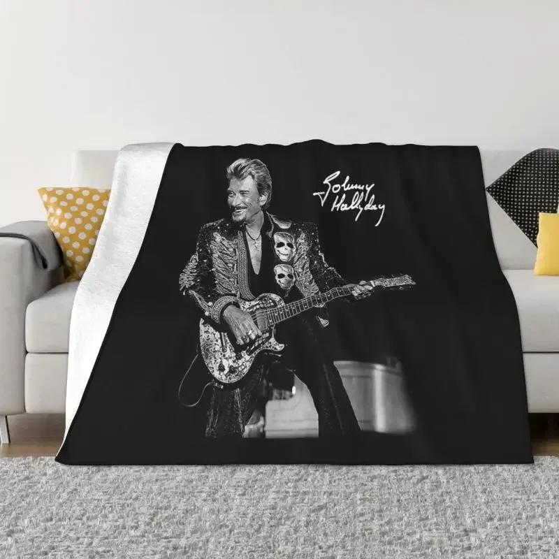 Johnny Hallyday Decken, warmer Flanell, französischer Sänger, Überwurf, Decke für Sofa, Büro, Tagesdecken