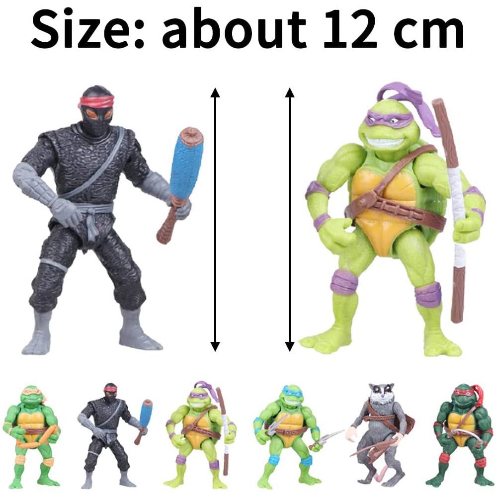 6pcs Ninja Turtle Mini Figures Anime Action Figures Cake Toppers for Theme Party