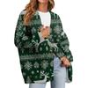 Women's Fashion Long Sleeve Christmas Print V-Neck Button Loose Cardigan Top