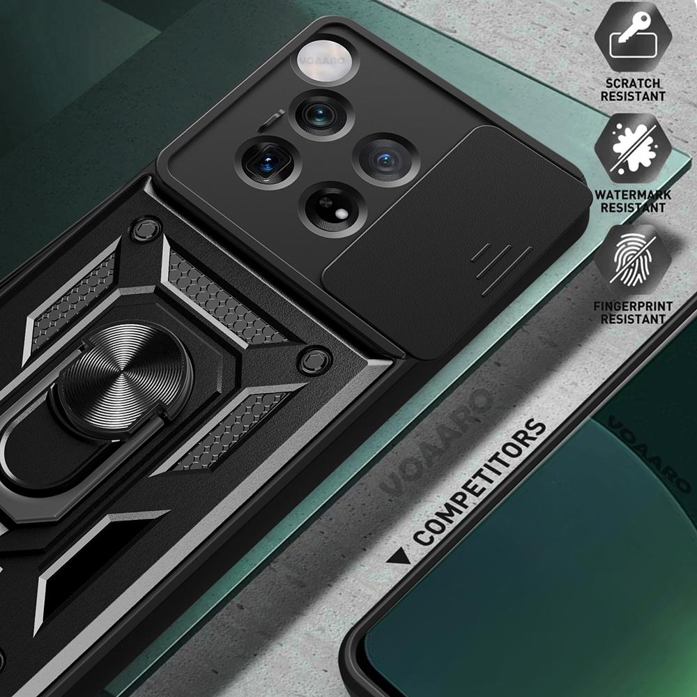 Slide Lens Camera Protection Funda for Oneplus 12 Case for Oneplus 12 Armor Case Magnetic Ring Stand Cover Shockproof Back Capa