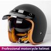 Retro Motorcycle Helmet Three-Quarter Bike Headwear for Men And Women Electric Vehicle Built-in Windshield Cruising Helmet