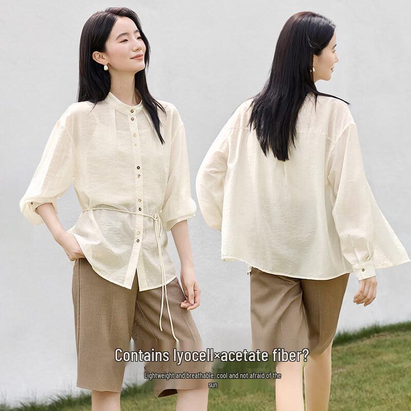 IHIMI Women s Urban Sheer Waist-Cinching Shirt One Size