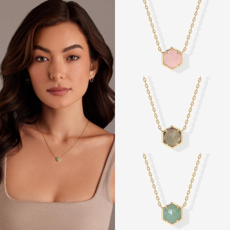 Women's Dainty Chain Necklace with Gemstone Pendant Fashion Choker Style
