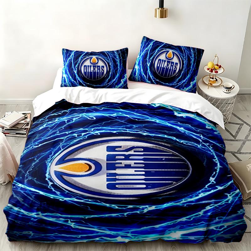 Edmonton Oilers 3pc Set Perfect for Bedroom Use Comfortable Bedding Set Includes a Duvet Cover and Two Pillowcases Ideal Birthday or Christmas Gift