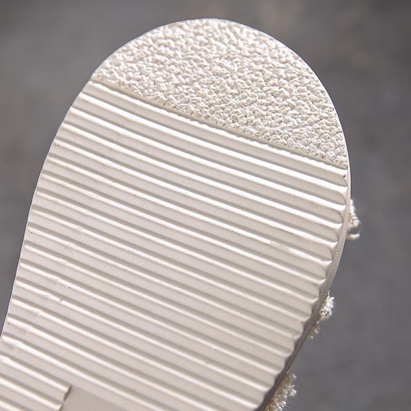 Women Solid Color Pearl Slippers Ladies Middle Heel Anti-slip Soft-sole Comfortable Thick Bottom Beach Sandals Footwears