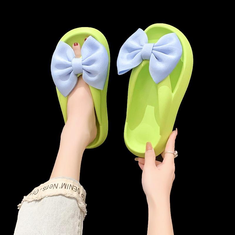 Sandalen mit dicker Sohle für Damen, Tragen von Schleifen-Clip-Slippern für Damen