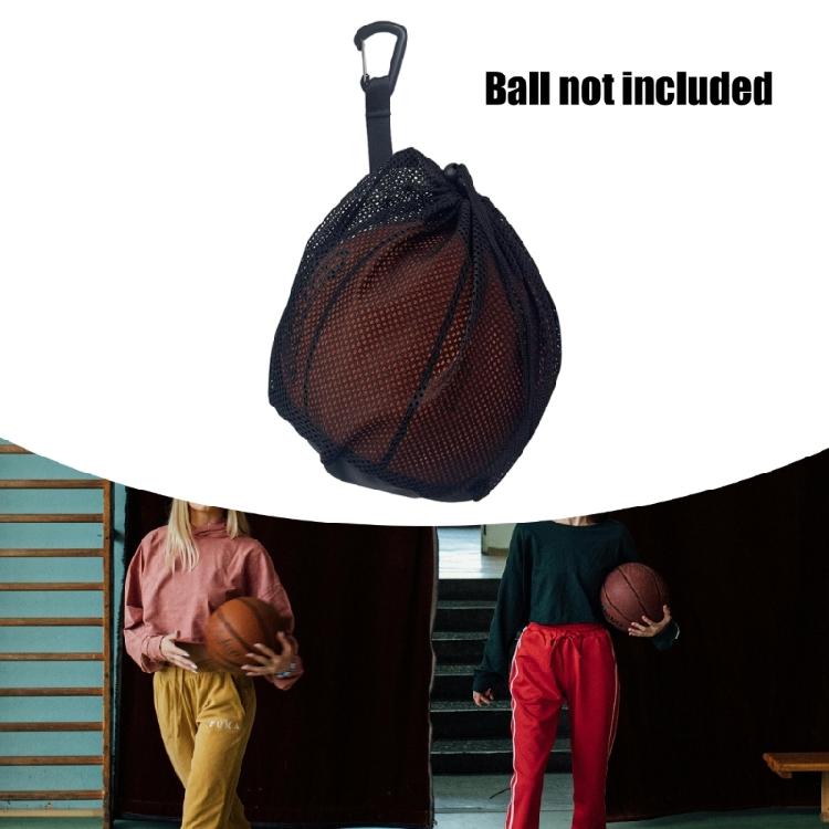 Single Football Bag Mesh Basketball Bag with Zippers Pocket, Drawstring Back Bag for Basketball Volleyball Storage Bag