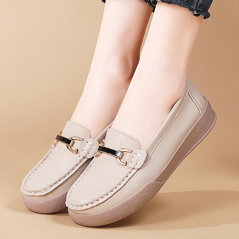 

Женские мокасины, кожаная обувь для вождения, удобная обувь на плоской подошве, повседневная мягкая минималистичная летняя дышащая обувь для медсестер для женщин EU:39 бежевый