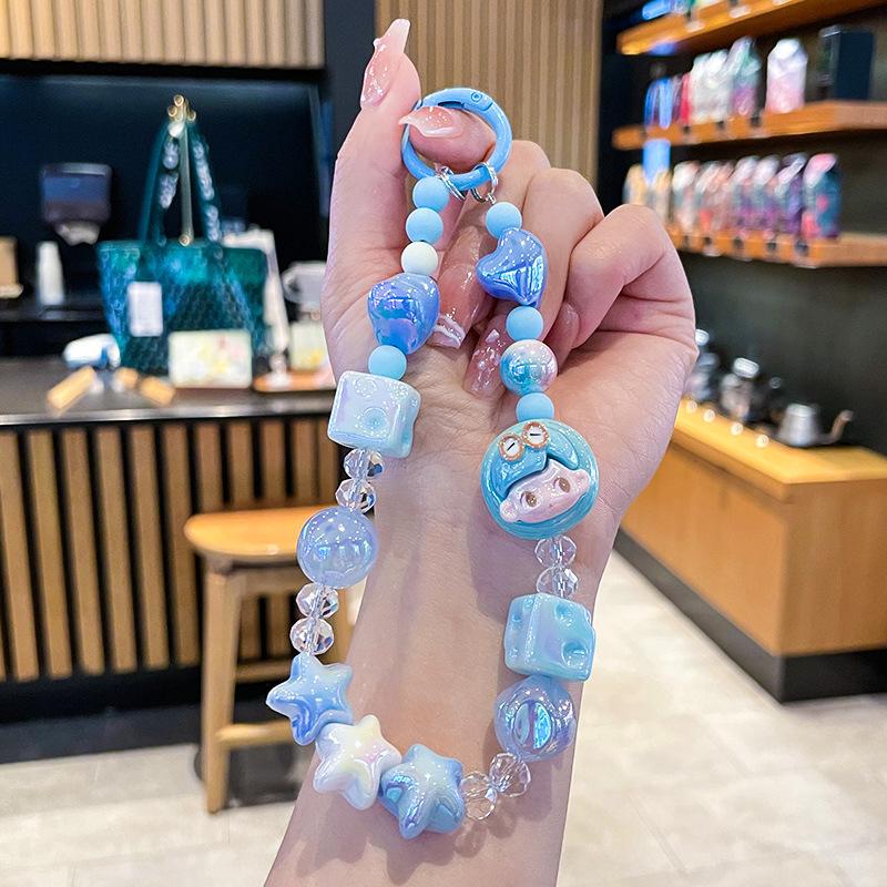 

Кавайная цепочка для телефона Bubble Mart для девочек, креативный бисерный брелок, подвеска для сумки, аксессуары для украшения, шнурок для телефона, подарки