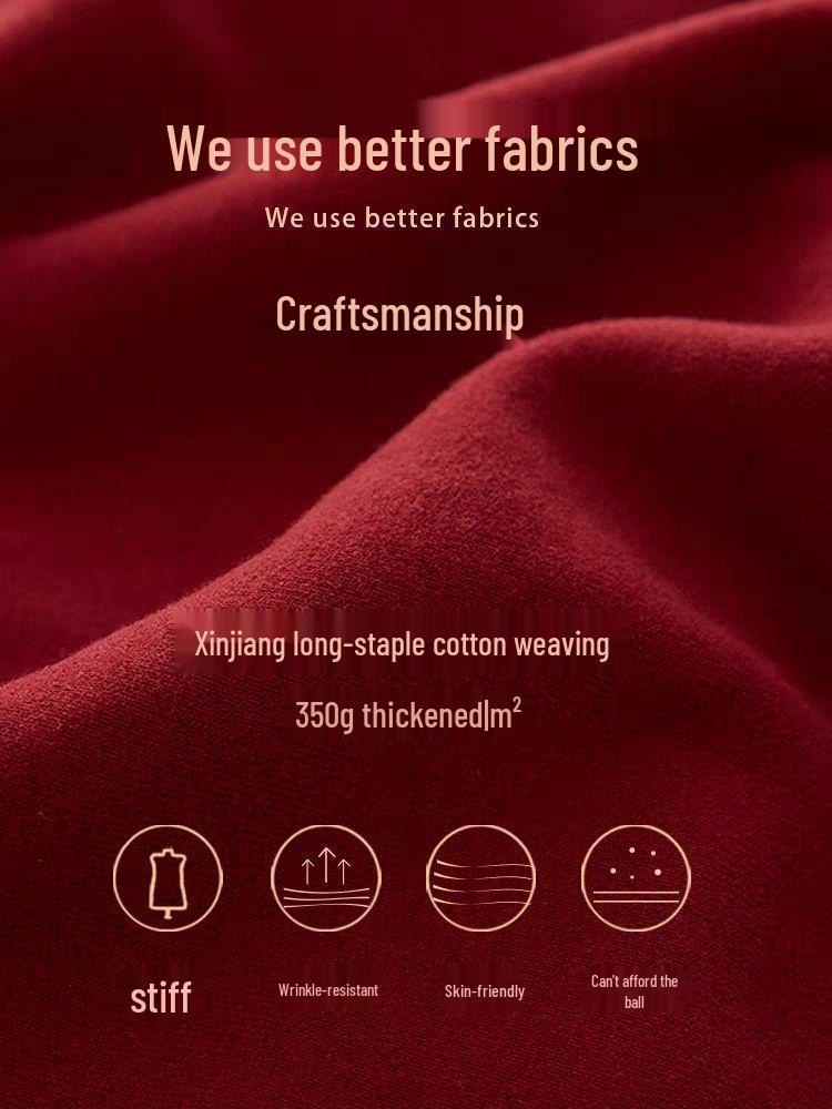 Women's Red Hooded Zip-Up Cardigan - New Year Battle Robe Style, Plus Velvet, Petite Loose Fit for Spring & Autumn