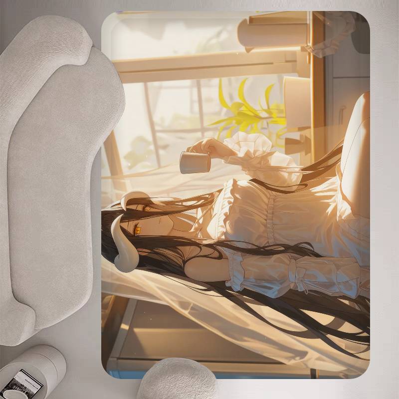 Anime Sexy Girls Gamer Albedo Bathroom Mat Kids Room Bedroom Decoration Balcony Anti-Slip Doormat Living Room Welcome Rug