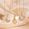 Elegant Stainless Steel Butterfly & Hollow Star Moon Rhinestone Necklace for Women