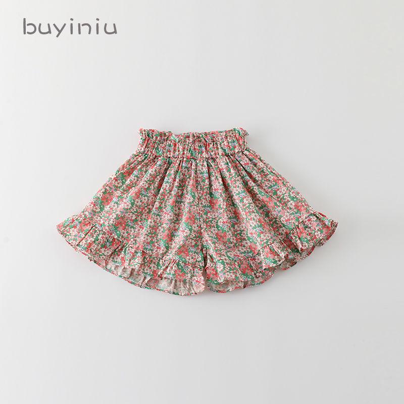 

Летние шорты с цветочным принтом 2025 года для девочек — модный, универсальный, стильный дизайн 140 розовый