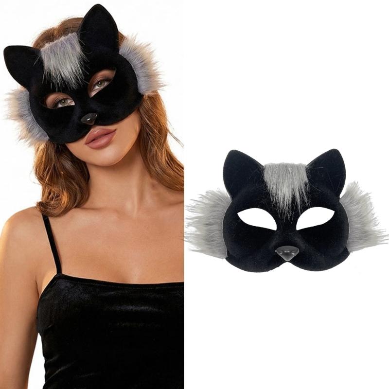 Weiche Katzen-Gesichtsmaske für Cosplay und Halloween-Partys Party-Karnevalsmaske mit verstellbarem Gummiband Angenehm zu tragen