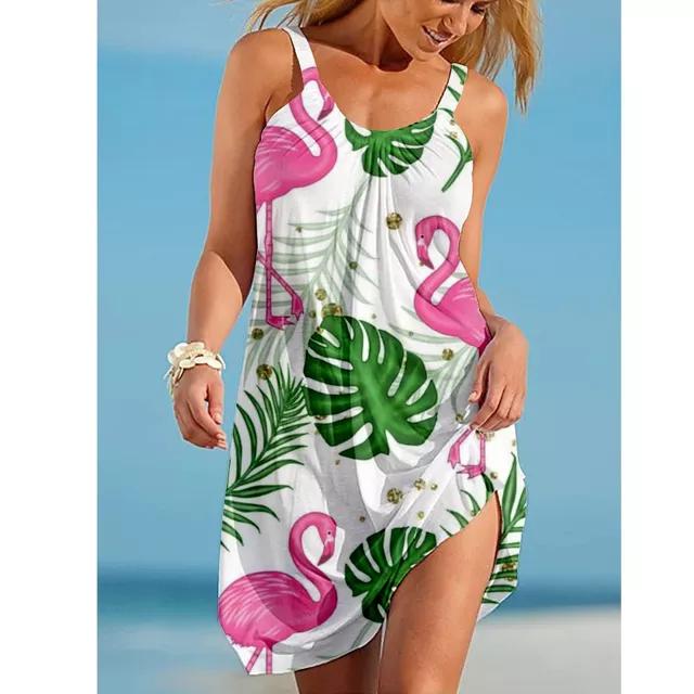 Sunflower Print Beach Dress Women Boho Sexy Strap Mini Dress Summer Floral Party Dresses Sleeveless Hem Sundress Camisole Short