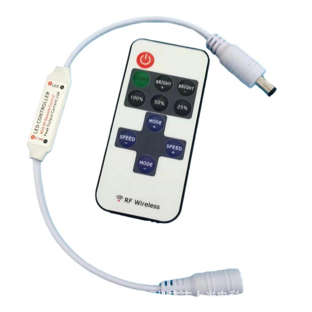 Contrôleur RF Sans Fil pour Bandes LED (5-24 V) avec variateur et télécommande RF11 pour guirlandes à fil de cuivre monocolores