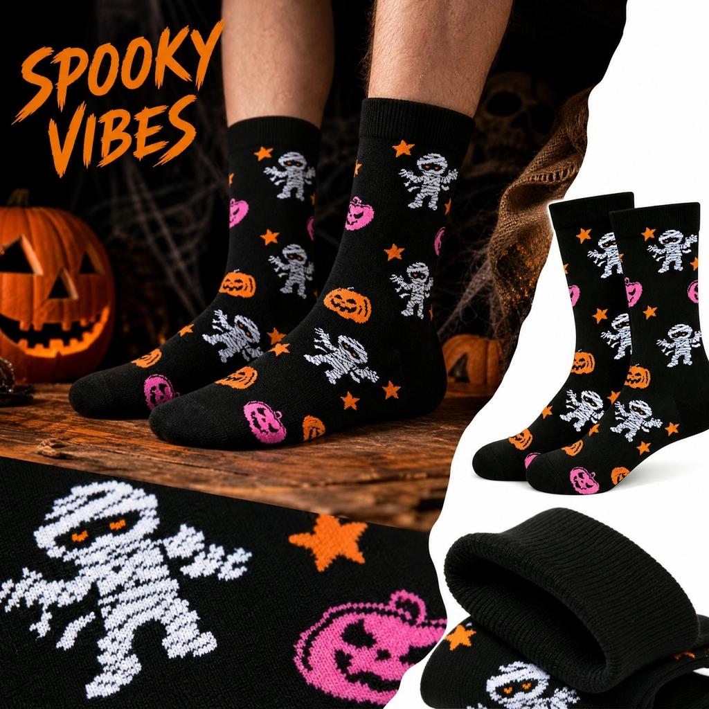 Unisex Halloween Mid-Calf Socks - Trendy Fall Winter Socks for Men and Women