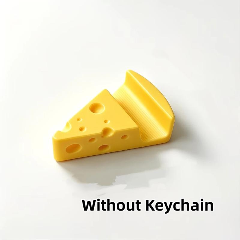 Cheese-Shaped Phone Stand With Keychain Desktop Ornament, Lightweight And Portable Phone Holder