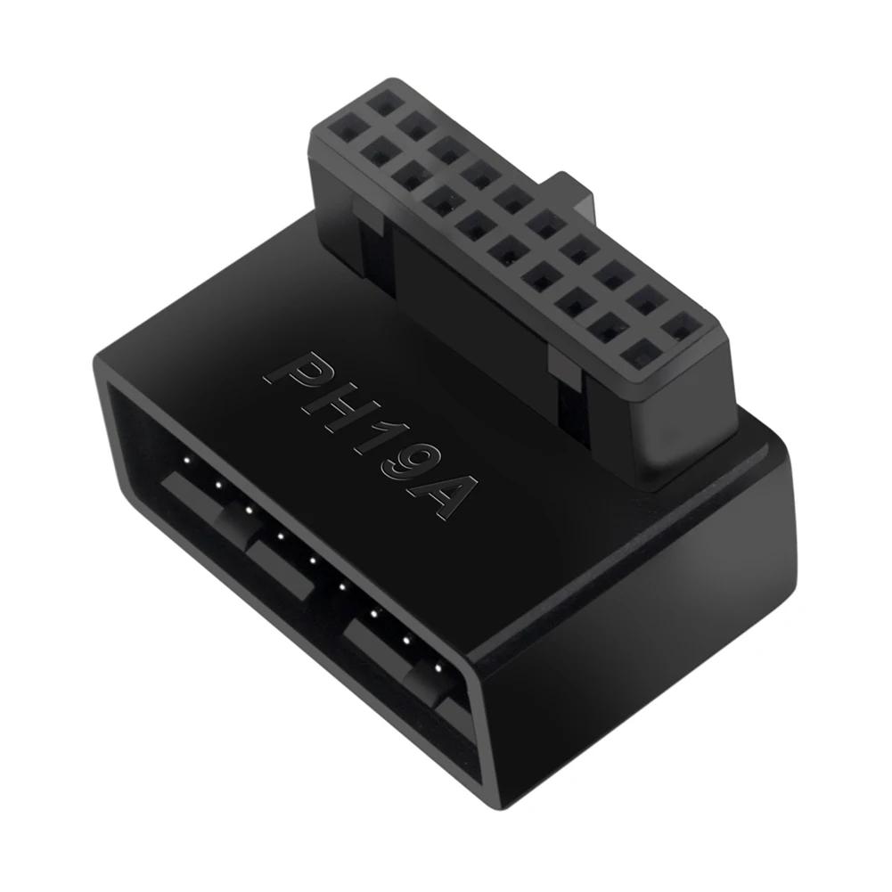 USB 3.0 19/20pin Male to Female Extension Adapter Angled 90 Degree Converter for Motherboard Connector Socket PH19A