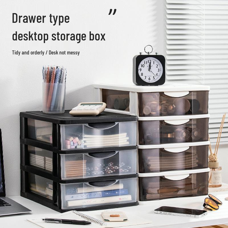 Transparent Drawer-Style Desktop Storage Box for Household Items and Cosmetics