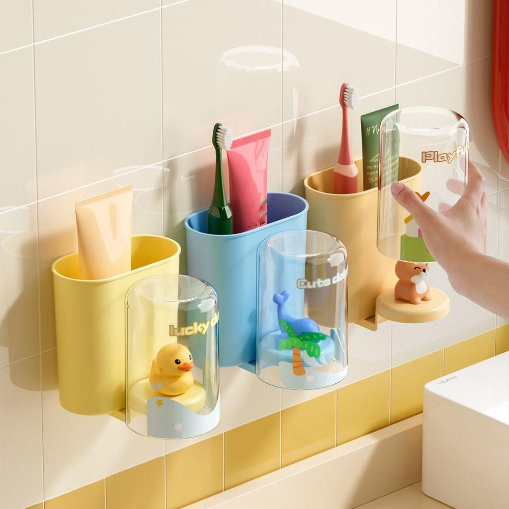 

Large Capacity Toothpaste Storage Holder Plastic Wash Cup Storage Rack for Home синий