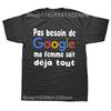 Mens I Dont Need Google My Wife Knows Everything Funny French Text T Shirt for Men Husband Dad Groom Clothes Humor TShirt