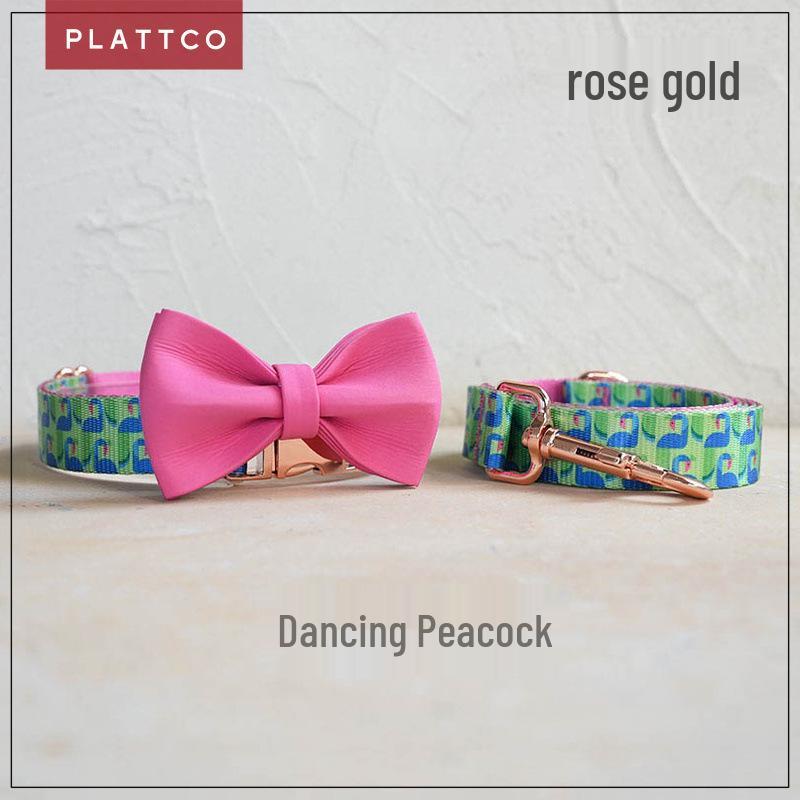 PLATTCO Custom Soft Pet Collar Set with Rose Gold Buckle, 3 Pieces (Model: PDC314) XL