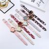Women Flowers Printed Leather Belt Ladies Quartz Watch Wristwatch
