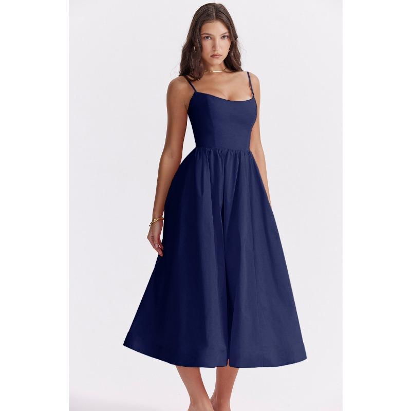 

Летнее сексуальное платье на бретельках с открытой спиной в нежном стиле для женщин XL