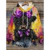 Womens Oversized Hooded Sweatshirt With Cartoon Animal Print Casual Streetwear Top Fall 2025