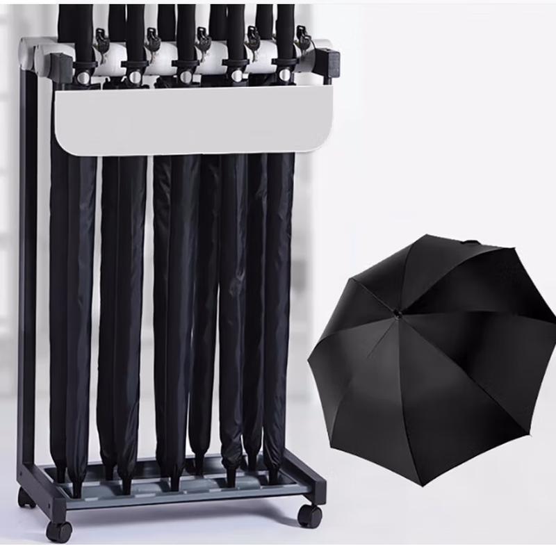 Lockable 10-Slot Umbrella Stand with 10 Umbrellas