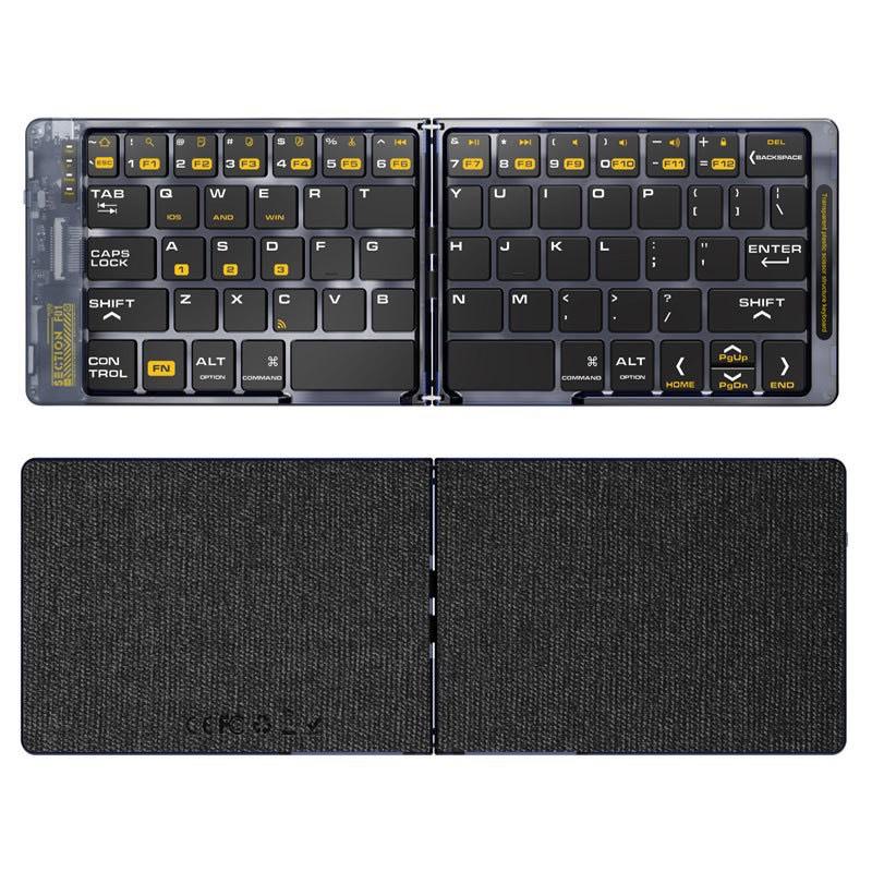 

Magnetic Rechargeable Foldable Bluetooth Keyboard for Phone, Laptop, or Tablet - Portable and Transparent for Business and Office Use прозорий колір чорний