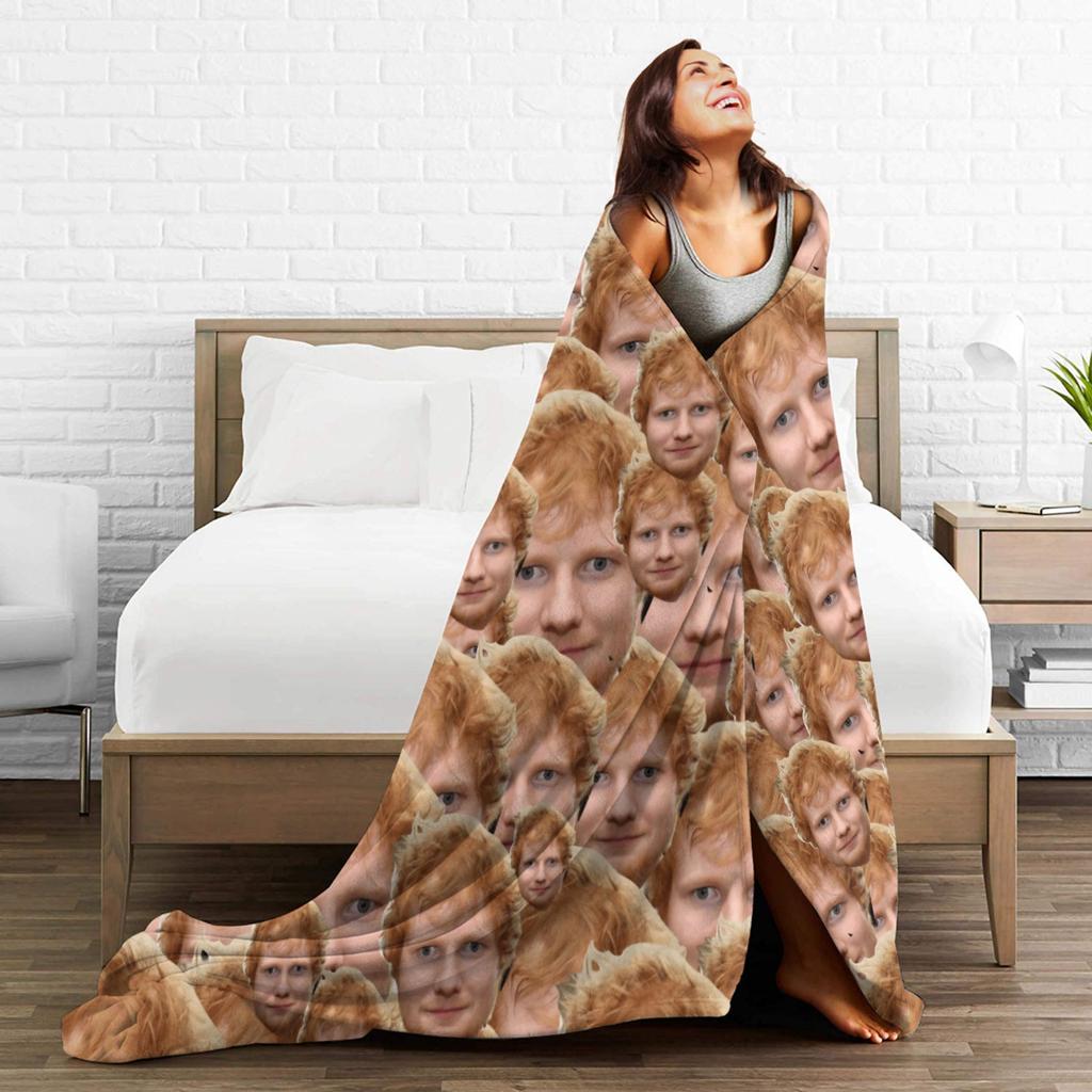Britský Ed Sheeran hlava Písně Deku Měkká Teplá Street Trend Plyšové Lůžkoviny Přehozy Pro Venkovní Piknik Flanelové Povlak na Postel Pokrývku Postele