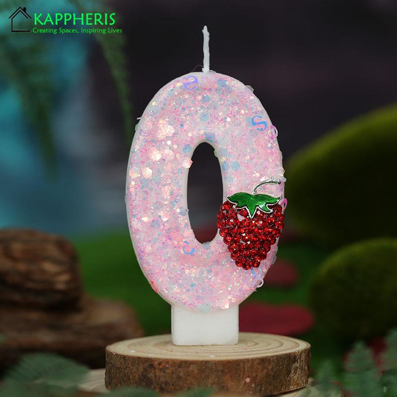 Original Birthday Number Candles Sparkling Strawberry Candle 2 Years for Cake Topper Decoration Pink Pure Bee Honey Candles for daily use