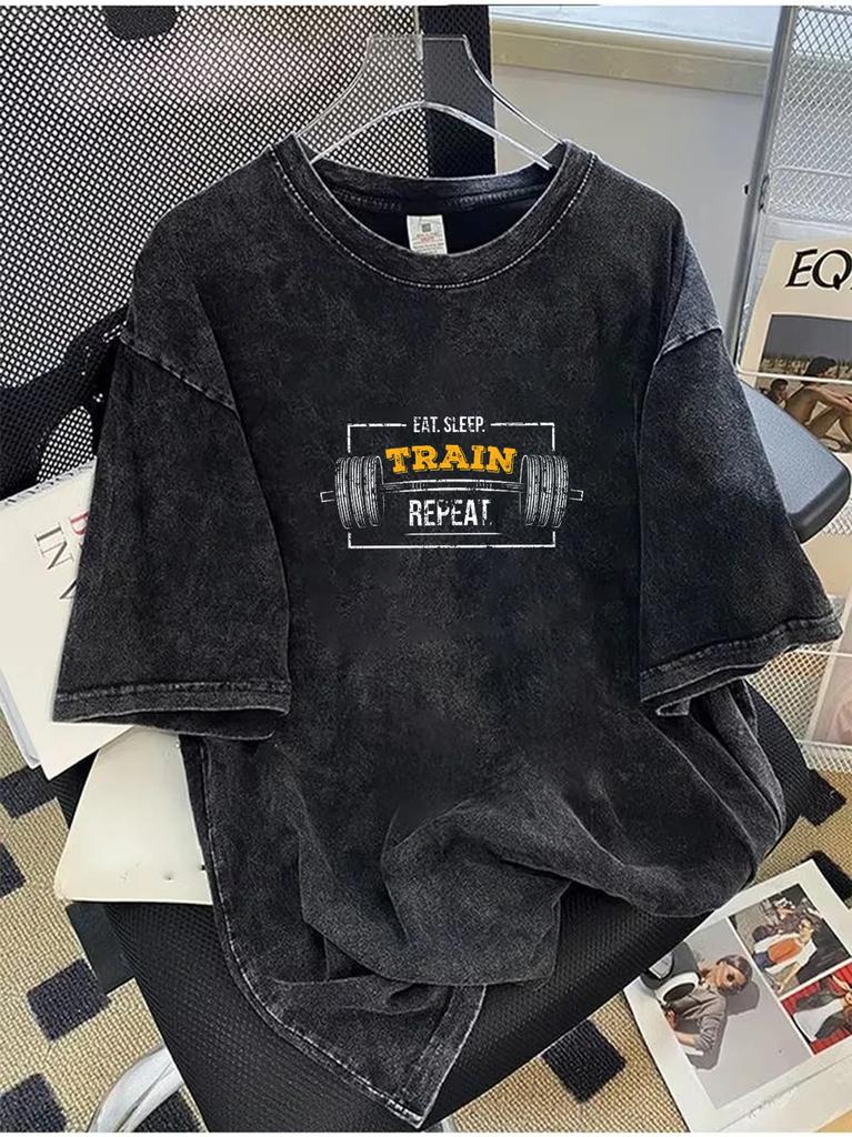 Korean Style GYM MODE ON Graphic Shortsleeved TShirt Oversized Cotton Tee Trendy Ins Aesthetic Streetwear for Men Women
