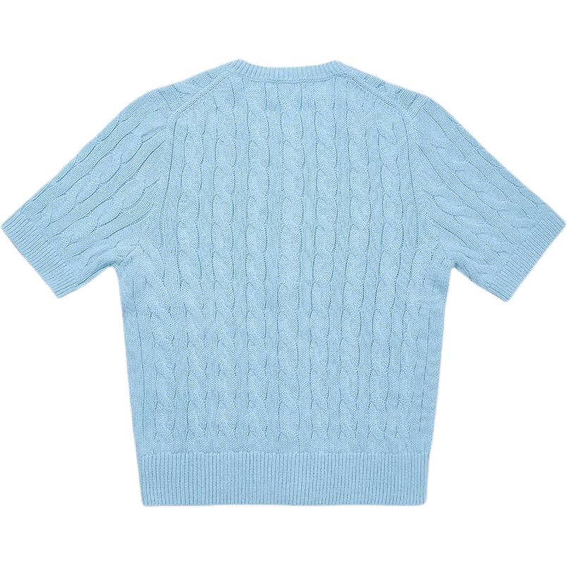 Polo Ralph Lauren FW25 Pony Embroidered Crew Neck Button Short Sleeve Knit Top Women tops WMPOSWENDW20446-400